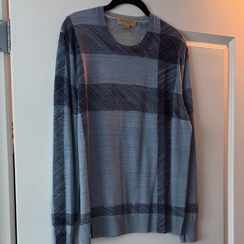 Burberry Light Blue and Dark Blue Patterned Sweater